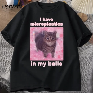 Toplarımda Mikroplastik Var Komik Kedi Meme T-shirt Erkek Kadın Aptal Aptal Tshirt Goofy Ahh  2895