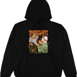 Travis Scott Siyah Oversize Unisex Kapüşonlu Sweatshirt Hoodie