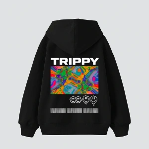 Trippy Baskılı Oversize Unisex Beyaz