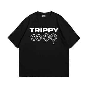 Trippy Baskılı Oversize Unisex Beyaz