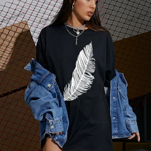 Tüy Baskılı Oversize Kalıp Unisex T-shirt