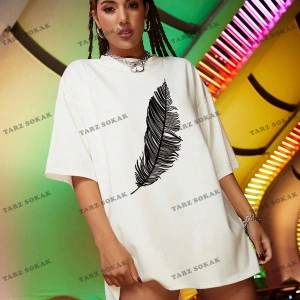Tüy Baskılı Oversize Kalıp Unisex T-shirt