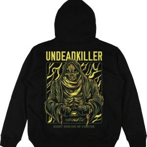 Undead Killer Siyah Oversize Unisex Kapüşonlu Sweatshirt Hoodie