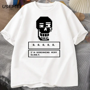 Undertale oyunu kafatası tişört erkekler Streetwear kısa kollu Tee giyim erkek yuvarla