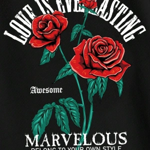 Uni?sex Bay/bayan Love Baskili Gül T-shirt