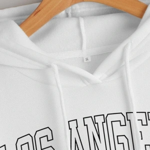 Unique----Unisex Beyaz Los Angeles Baskılı Kapüşonlu Oversize Sweatshirt