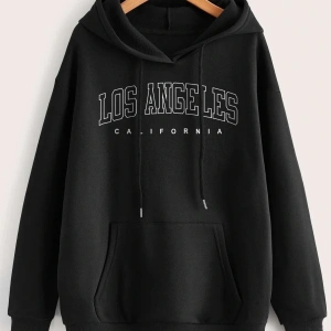 Unique----Unisex Beyaz Los Angeles Baskılı Kapüşonlu Oversize Sweatshirt