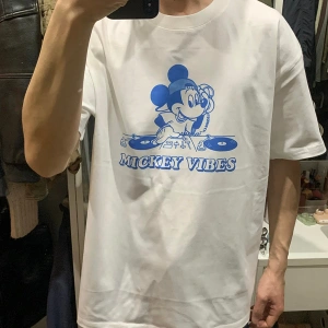 Unique----Unisex Kadın Erkek Mickey Mous Özel Baskılı Oversize Pamuk Penye T-shirt Beyaz