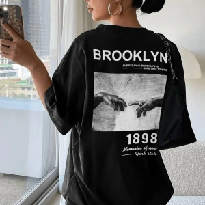 Unisex 1898 Brooklyn Baskılı T-shirt