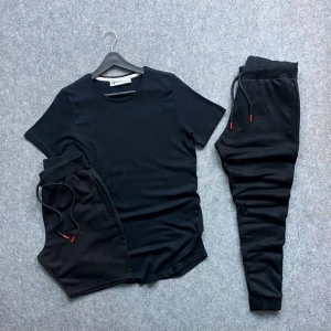 Unisex 3ü Bir Arada Spor Eşortman Takımı Ve Şort Siyah