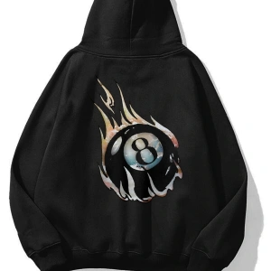 Unisex 8ball Fire Sweatshirt Hoodie Siyah
