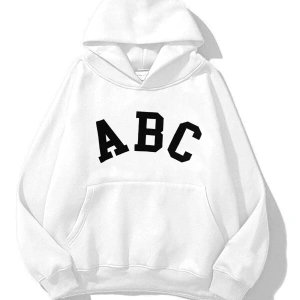 Unisex A B C Sweatshirt Hoodie Beyaz