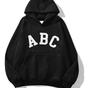 Unisex A B C Sweatshirt Hoodie Beyaz