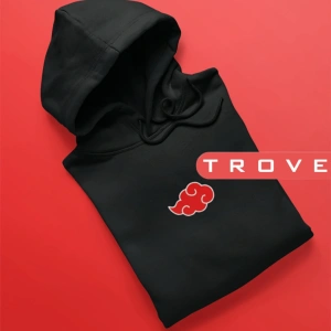 Unısex Akatsuki Naruto Sembol Ön Arka Sırt Baskılı Kapüşonlu %100 Pamuk Sweatshirt