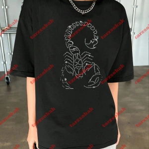 Unisex Akrep Baskılı Tshirt Beyaz