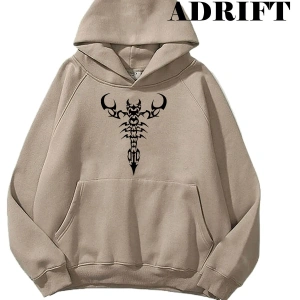 Unisex Akrep Sweatshirt Hoodie Kapşonlu Bej