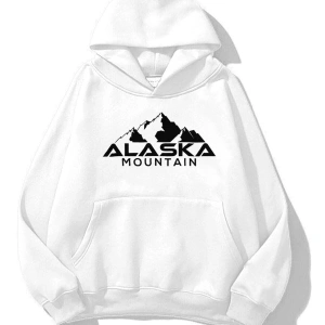 Unisex Alaska Sweatshirt Hoodie Beyaz