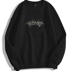 Unisex Angel Bisiklet Yaka Sweatshirt Siyah