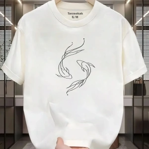 UNİSEX Balık Desen T-shirt