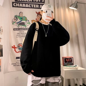 Unisex Basic Bisiklet Yaka Oversize Sweatshirt