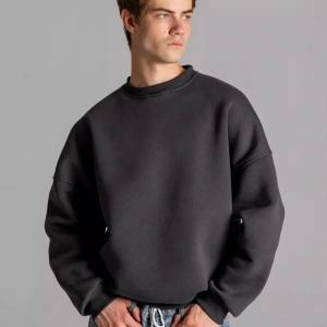 Unisex Basic Bisiklet Yaka Sweatshirt Gri