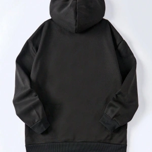 Ünisex Basic Slim Fit Kapüşonlu Fermuarlı Cepli Sweatshirt Nar Çiçeği Siyah