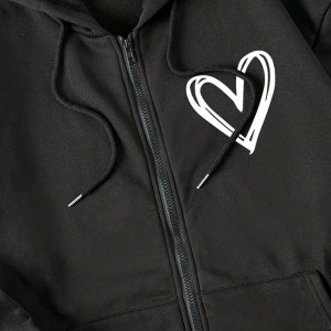 Ünisex Basic Slim Fit Kapüşonlu Fermuarlı Cepli Sweatshirt Nar Çiçeği Siyah