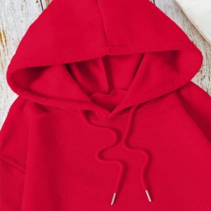 Unisex Baskılı Kapşonlu Sweatshirt Kırmızı