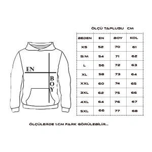 Unisex Baskılı Kapüşonlu Fermuarlı Sweatshirt Siyah