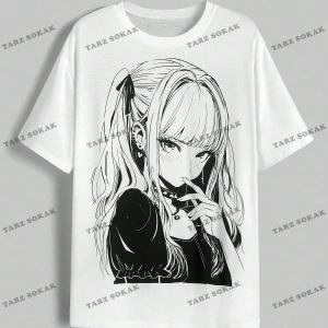 Unisex BAY  Anime Sevimli Anime Kız Baskı Casual Kadın Gevşek Kısa Kollu Tişört KOD-1308