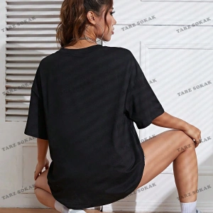 Unisex BAY  Çiçek Desenli Düşük Omuz Tişört KOD-1333