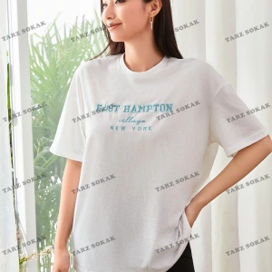 Unisex BAY  Damla Omuz Yazılı Nakışlı Üst KOD-1351