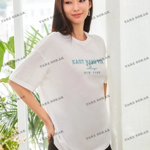 Unisex BAY  Damla Omuz Yazılı Nakışlı Üst KOD-1351