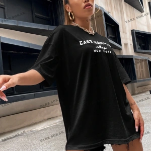 Unisex BAY  Damla Omuz Yazılı Nakışlı Üst KOD-1351