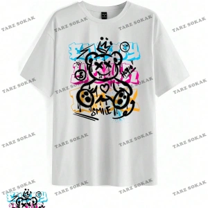 Unisex BAY  Desen Baskılı Düşük Omuzlu T-Shirt KOD-1334