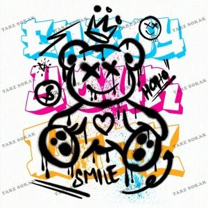 Unisex BAY  Desen Baskılı Düşük Omuzlu T-Shirt KOD-1334