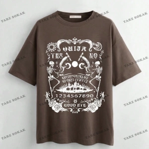 Unisex BAY  Goth Kadın Kafatası Desenli Damla Omuz T-shirt KOD-1365