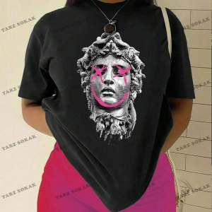 Unisex BAY  Grunge Punk Kadın Japon Anime Karakter Baskılı Kısa Kollu Tişört KOD-1345