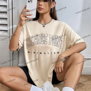 Unisex BAY  Harf Grafikli Düşük Omuzlu Tişört KOD-1309