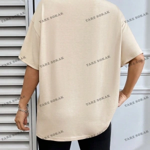 Unisex BAY  Harf Grafikli Düşük Omuzlu Tişört KOD-1309