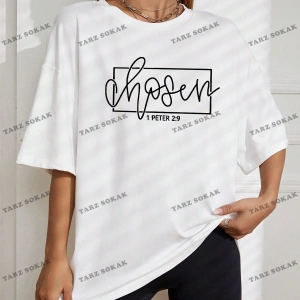 Unisex BAY  Harf Grafikli Düşük Omuzlu Tişört KOD-1322