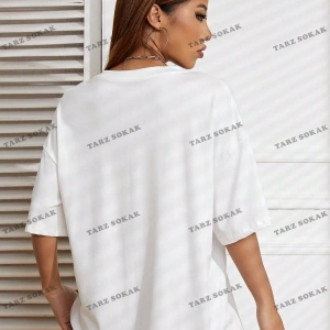 Unisex BAY  Harf Grafikli Düşük Omuzlu Tişört KOD-1322