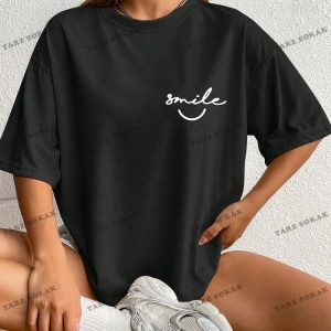 Unisex BAY  Harf Grafikli Düşük Omuzlu Tişört KOD-1373