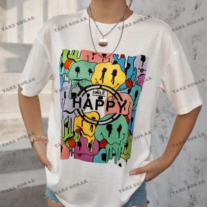 Unisex BAY  Harf ve İfade Baskı Düşük Omuzlu Tişört KOD-1376