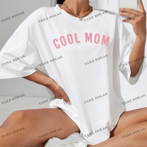 Unisex BAY  Harfli Grafik Düşük Omuz Oversize Tişört KOD-1343