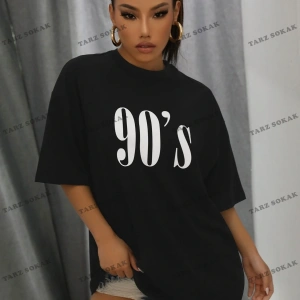 Unisex BAY  Harfli Grafik Düşük Omuz Oversize Tişört KOD-1394