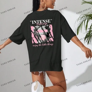 Unisex BAY  Heykel ve Slogan Baskılı Düşük Omuzlu Tişört KOD-1390