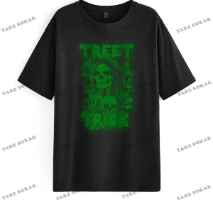 Unisex BAY  İngilizce Harfler Baskılı Kapalı Omuz Tişört KOD-1398