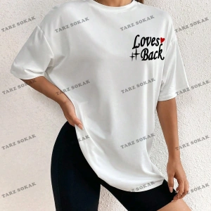 Unisex BAY  Kadın Kafatası Kafalı, Aşk Kalpli ve Harfli Baskılı Tişört KOD-1303