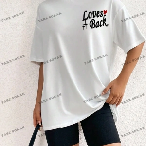 Unisex BAY  Kadın Kafatası Kafalı, Aşk Kalpli ve Harfli Baskılı Tişört KOD-1303